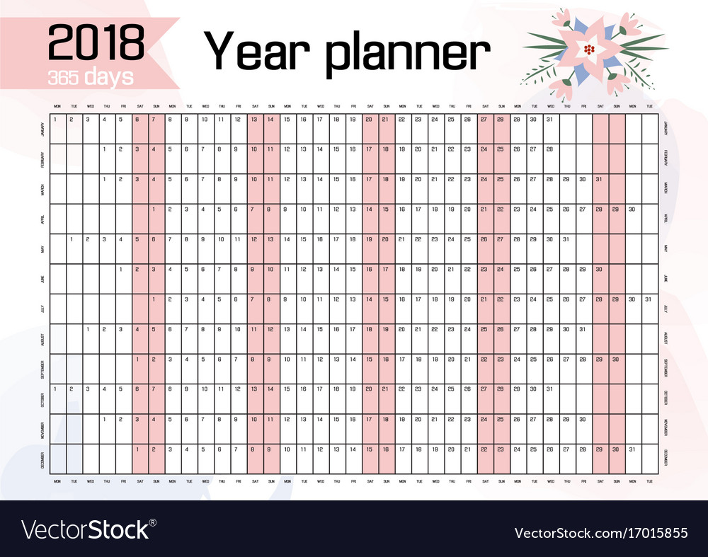 Planner for 2018 wall working Royalty Free Vector Image