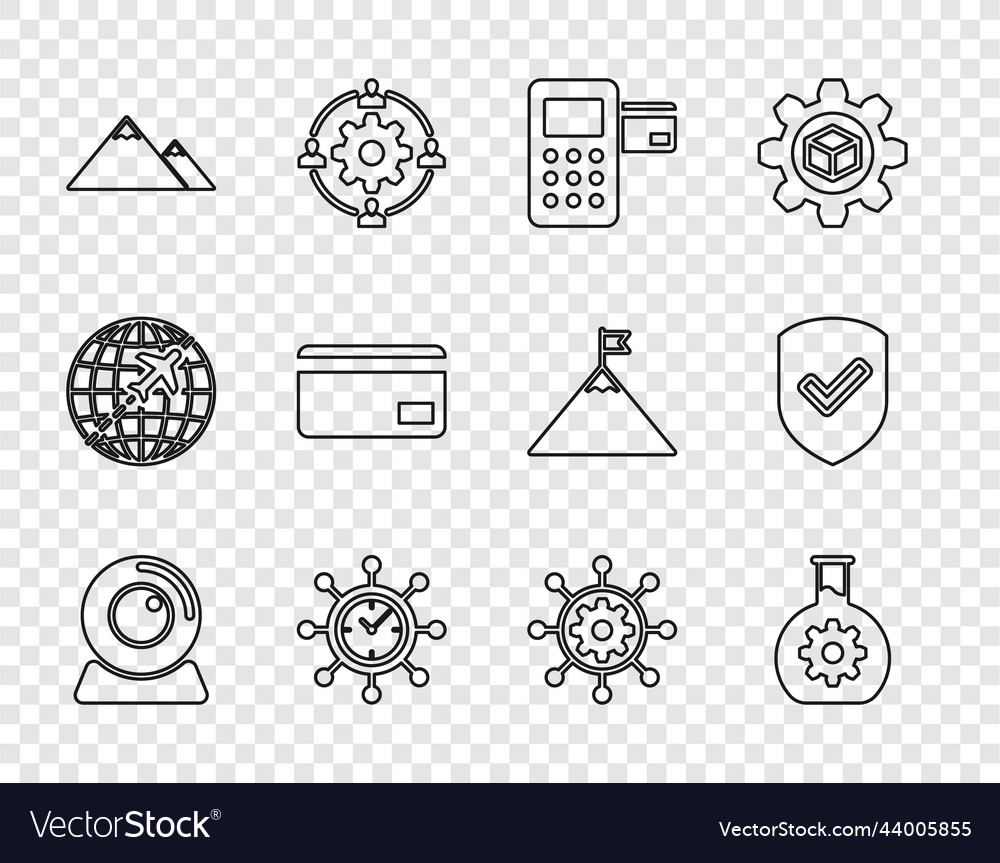 Set line web camera bioengineering pos terminal Vector Image Set line web camera bioengineering pos terminal