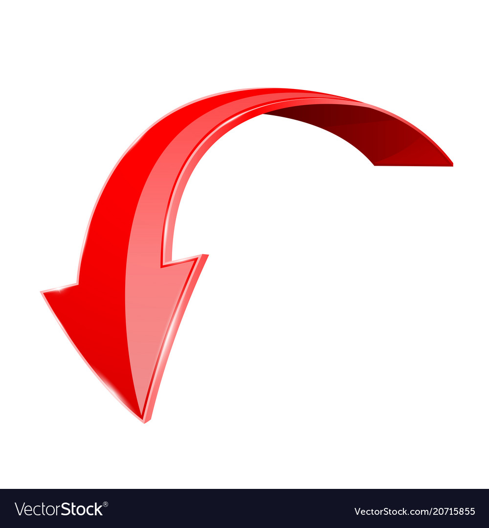 Shiny Red 3D Curved Arrow Icon