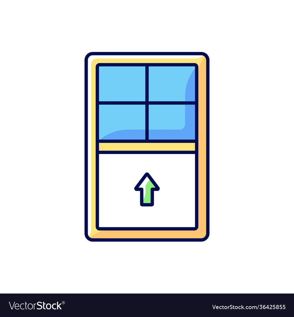 Single-hung windows rgb color icon