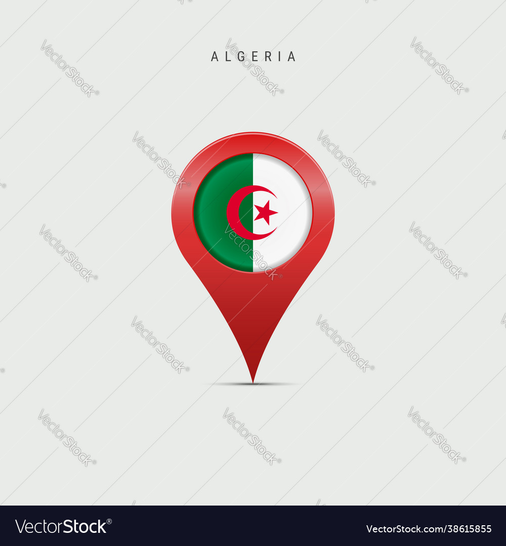 Teardrop map marker with flag algeria