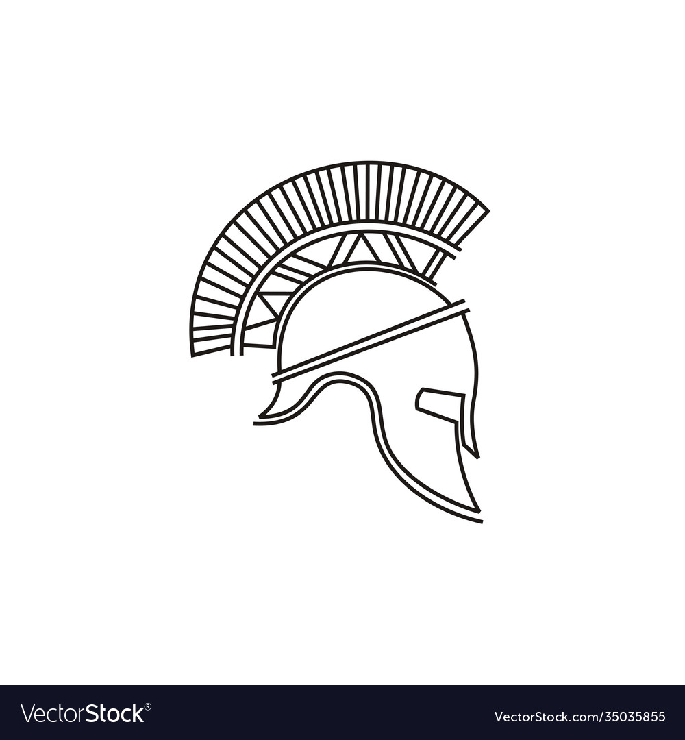 Premium Vector | Greek spartan iron helmet with crest outline armor element  design ancient helmet flat vector illustration isolated on white background.