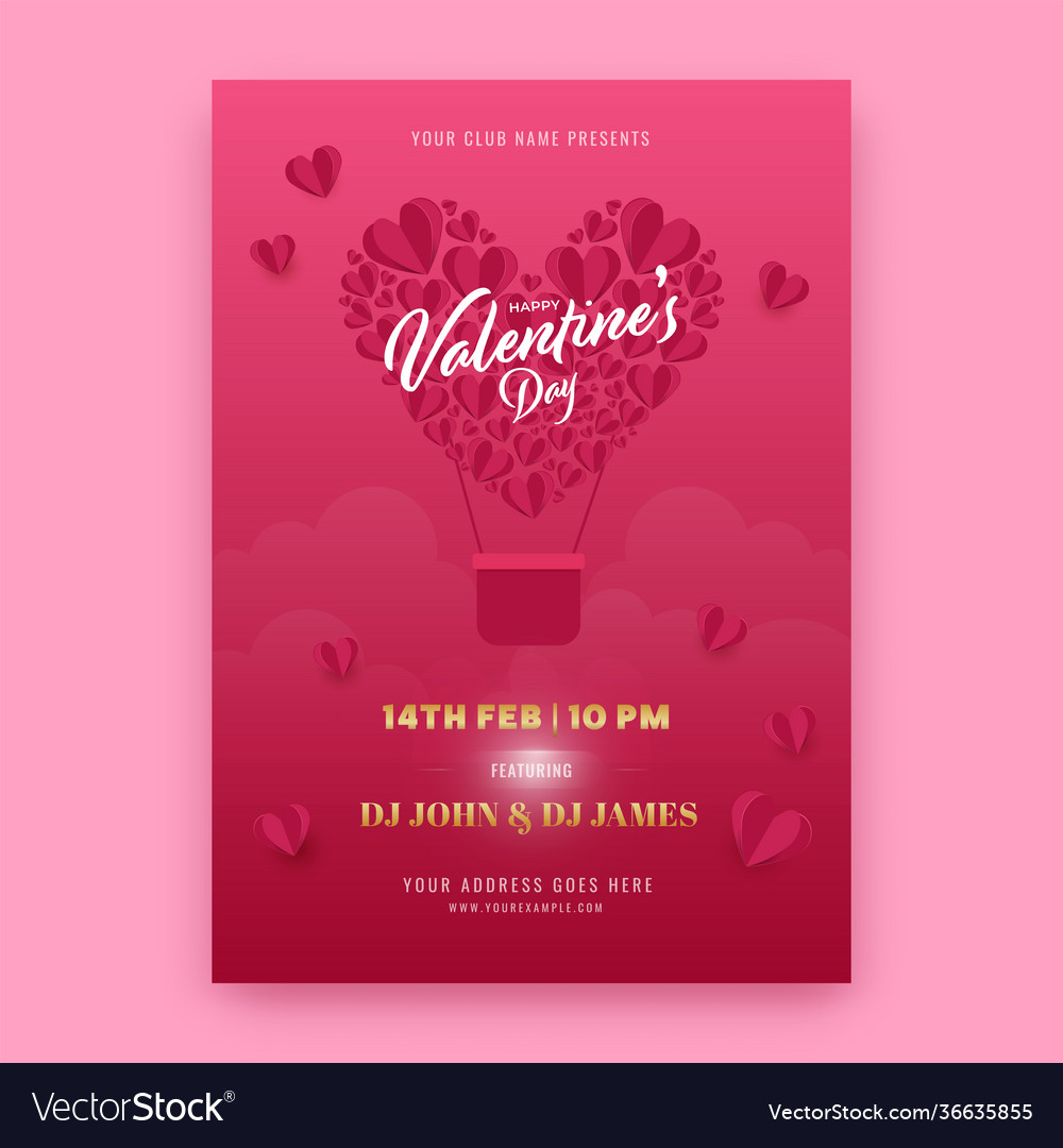 Valentines day party flyer or template design