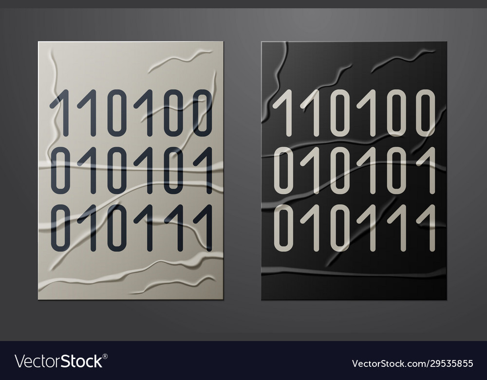 Weiße binäre Code-Ikone isoliert auf gecracktem Papier vector image Weiße binäre Code-Ikone isoliert auf gecracktem Papier