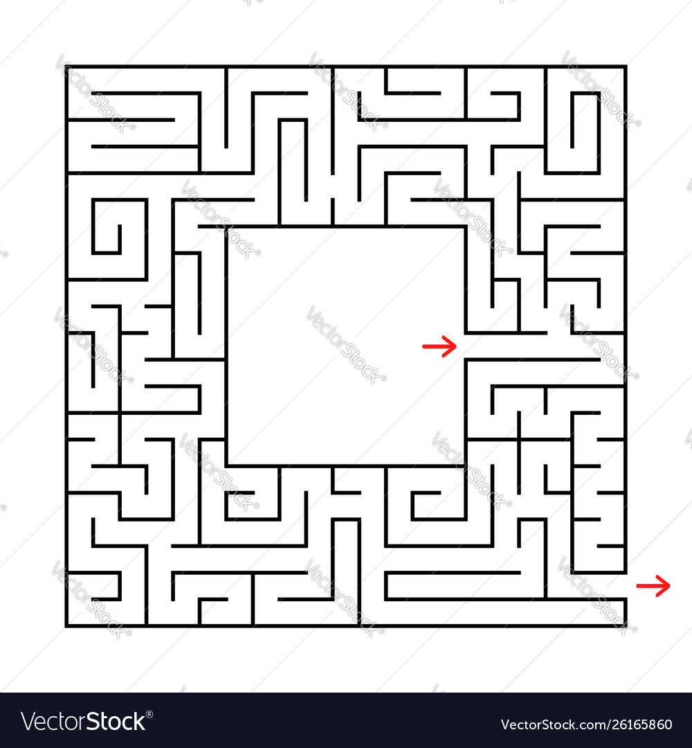 A square labyrinth find way out from vector image A square labyrinth find way out from