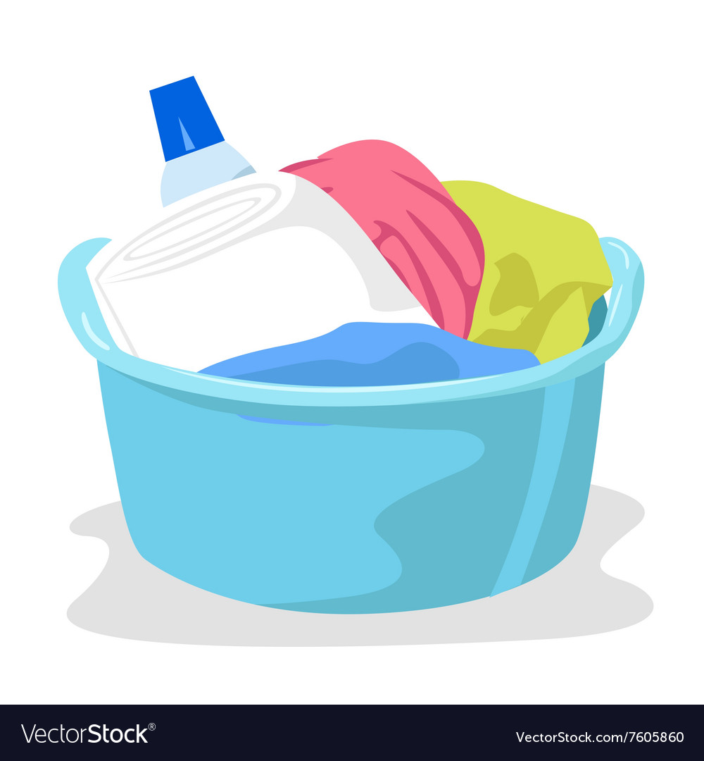 Basin full of laundry and detergents Royalty Free Vector