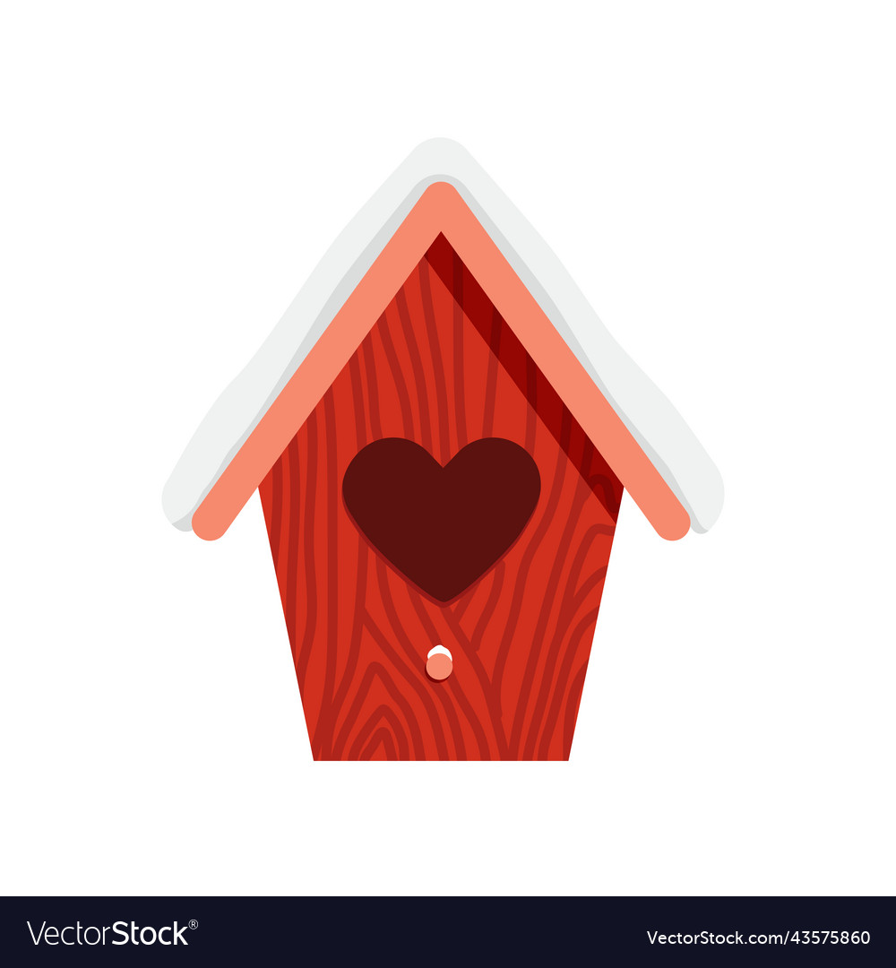 Birdhouse under snow red wooden nesting box Vector Image