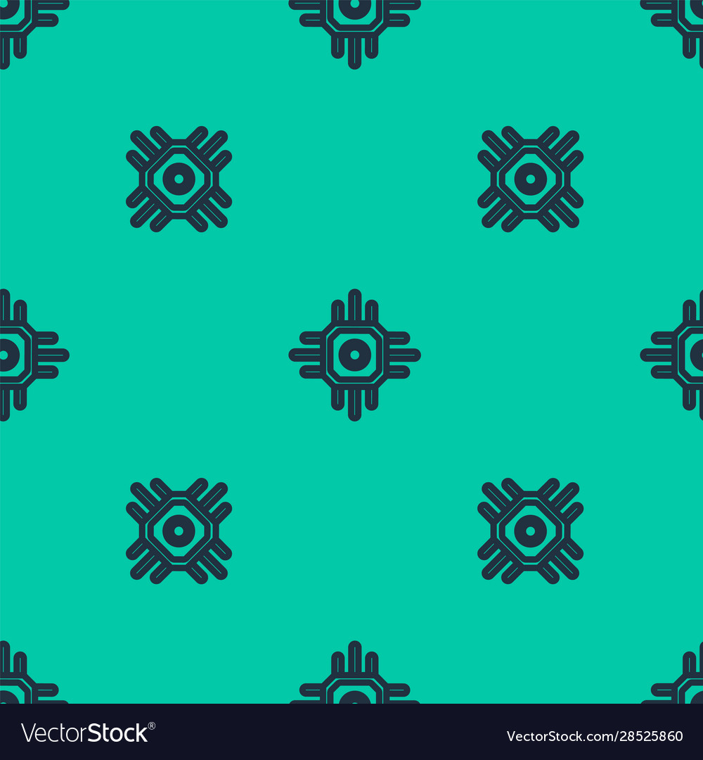 Blue line processor icon isolated seamless pattern vector image Blue line processor icon isolated seamless pattern