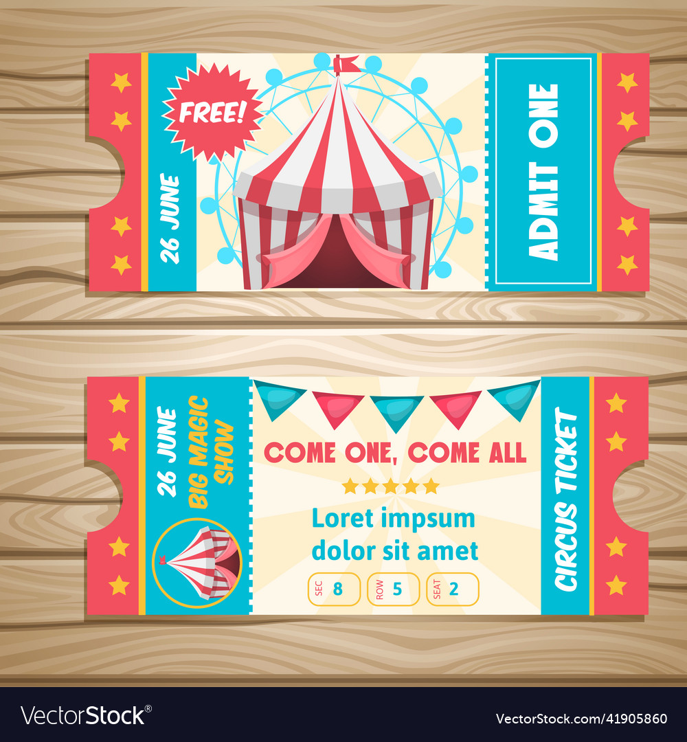 Circus event tickets Royalty Free Vector Image