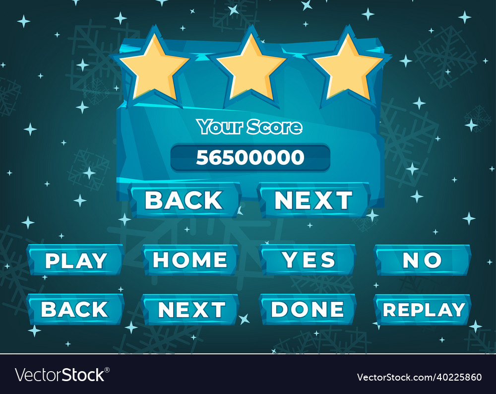 Design for complete set of score button game vector image Design for complete set of score button game