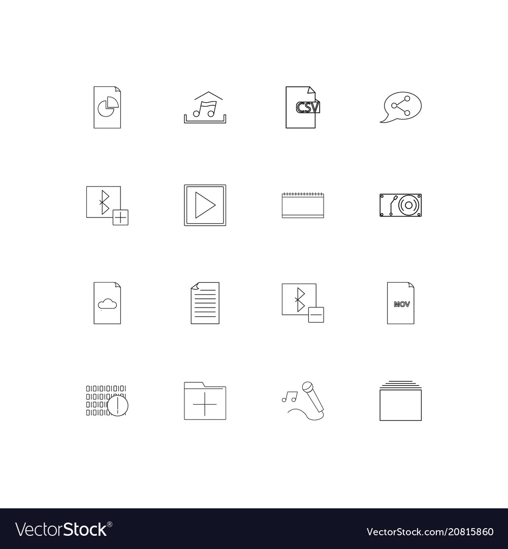Files and folders sign linear thin icons set