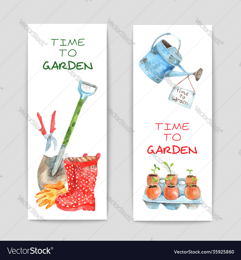 Gardening Aquarell Banner Set