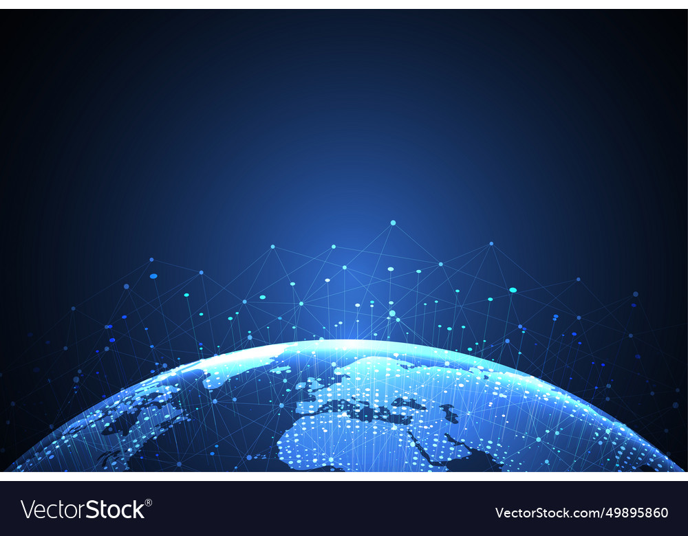 Global network connection world map point vector image Global network connection world map point