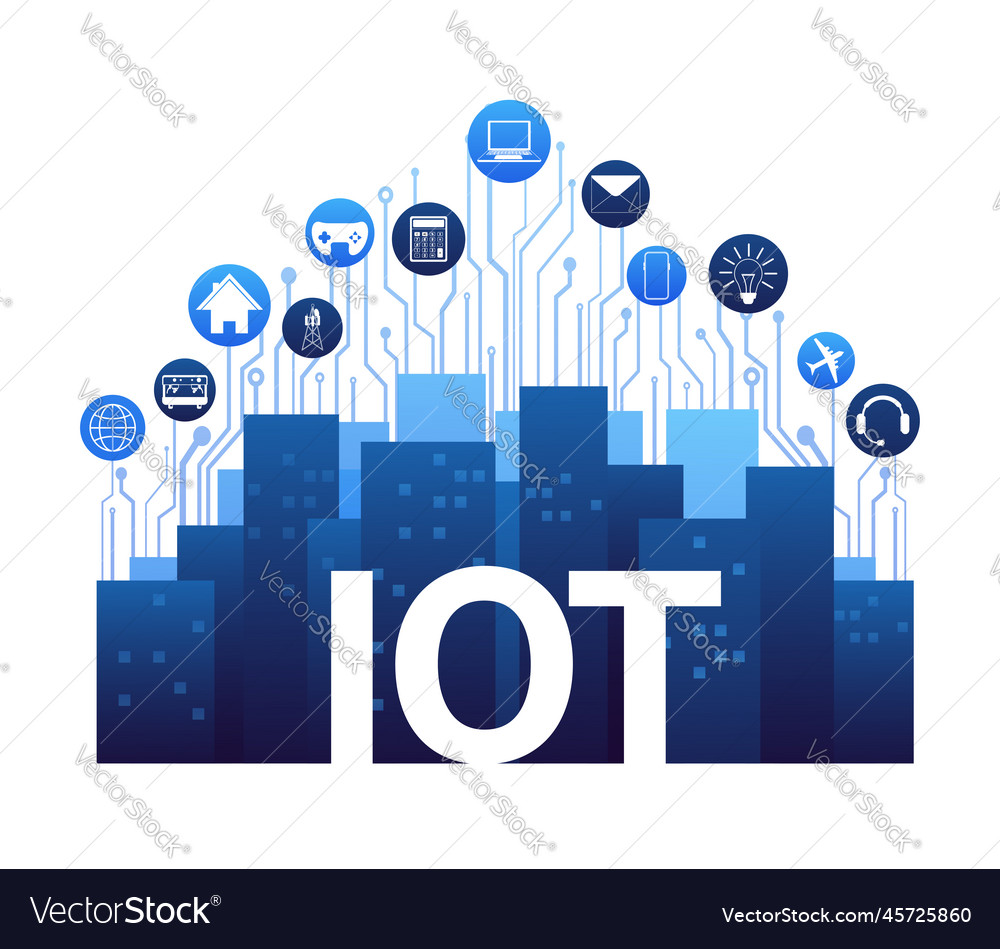 Iot internet of things devices and connectivity vector image Iot internet of things devices and connectivity