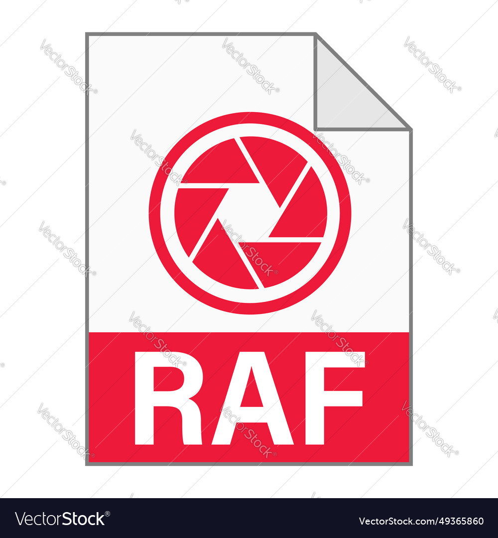 Modern flat design of raf file icon for web Vector Image Modern flat design of raf file icon for web