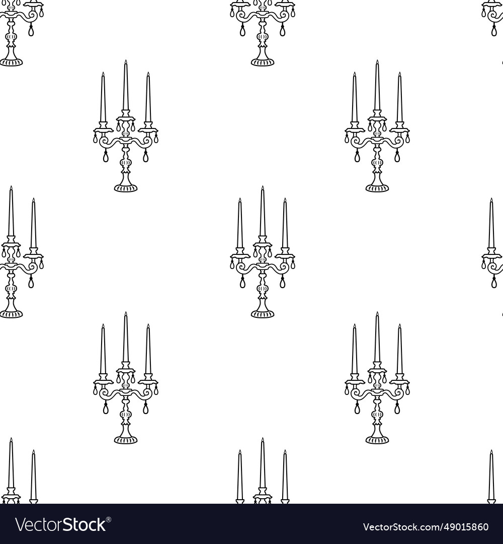 Seamless pattern with three armed candelabrum vector image Seamless pattern with three armed candelabrum