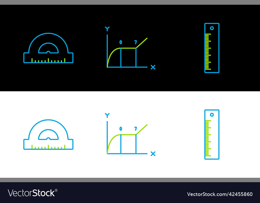 Set line ruler protractor grid for measuring vector image Set line ruler protractor grid for measuring