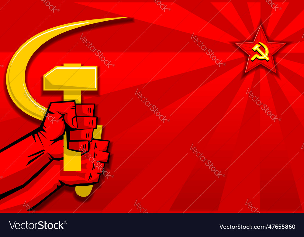 Sickle and hammer in hands