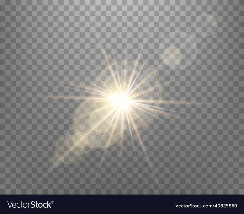 Sunlight lens flare sun flash with rays Royalty Free Vector