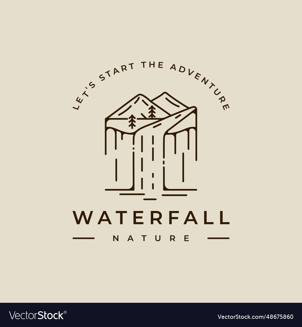 Wasserfall Logo Linie Kunst Vorlage Symbol Grafik