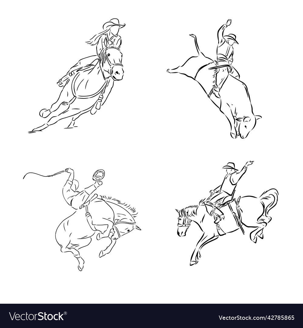 An hand drawn freehand - rodeo scene from