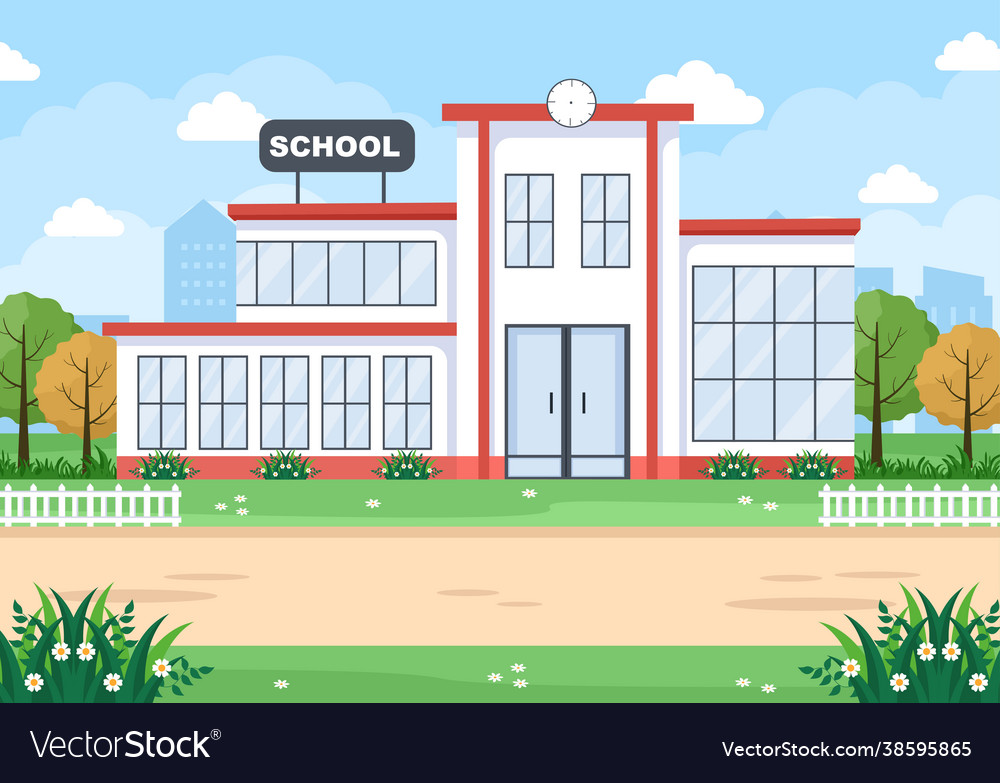 Back to school modern building and view front Vector Image