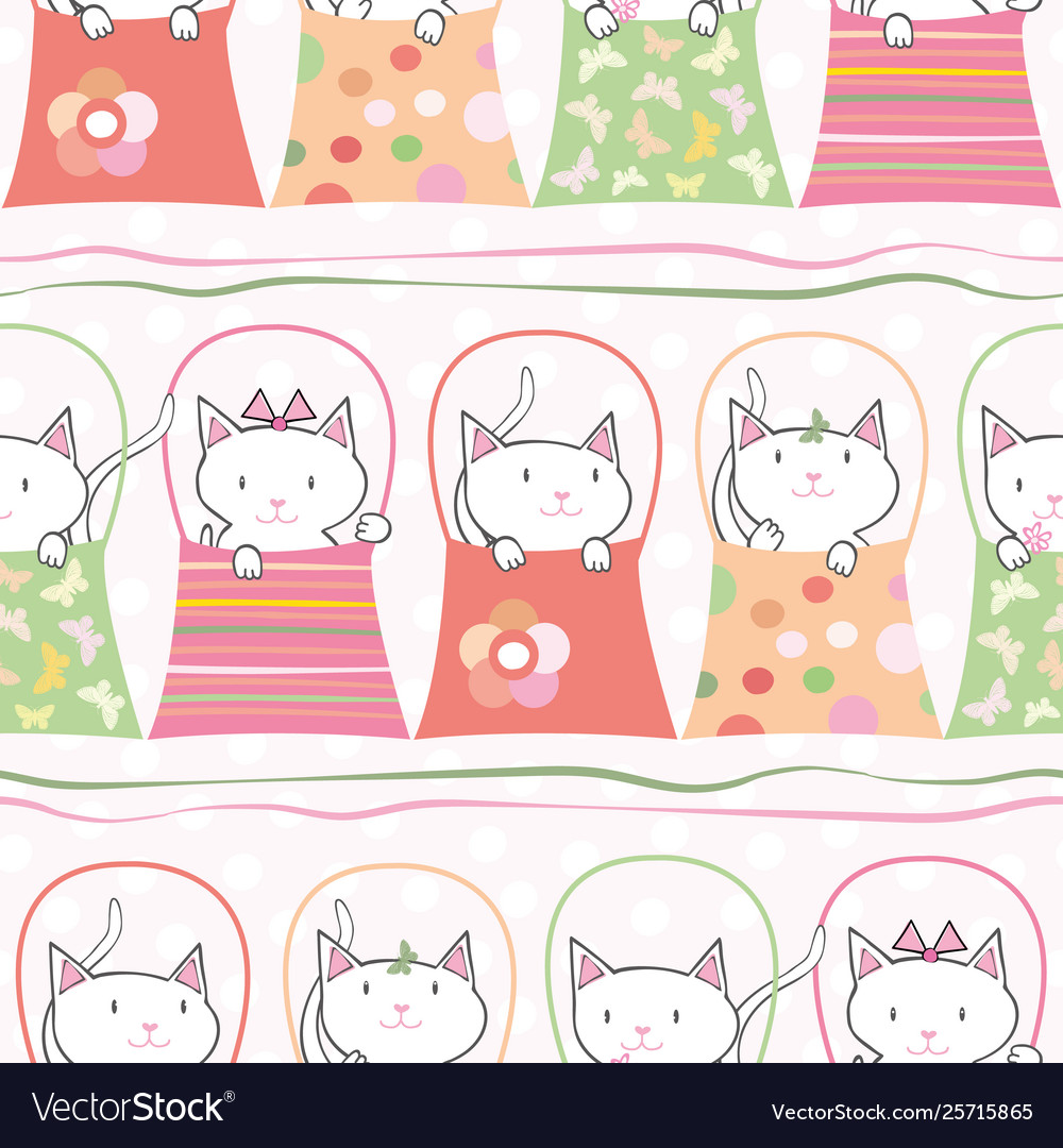 Süße handgezogene Katzen in Handtaschen Pastell vector image Süße handgezogene Katzen in Handtaschen Pastell