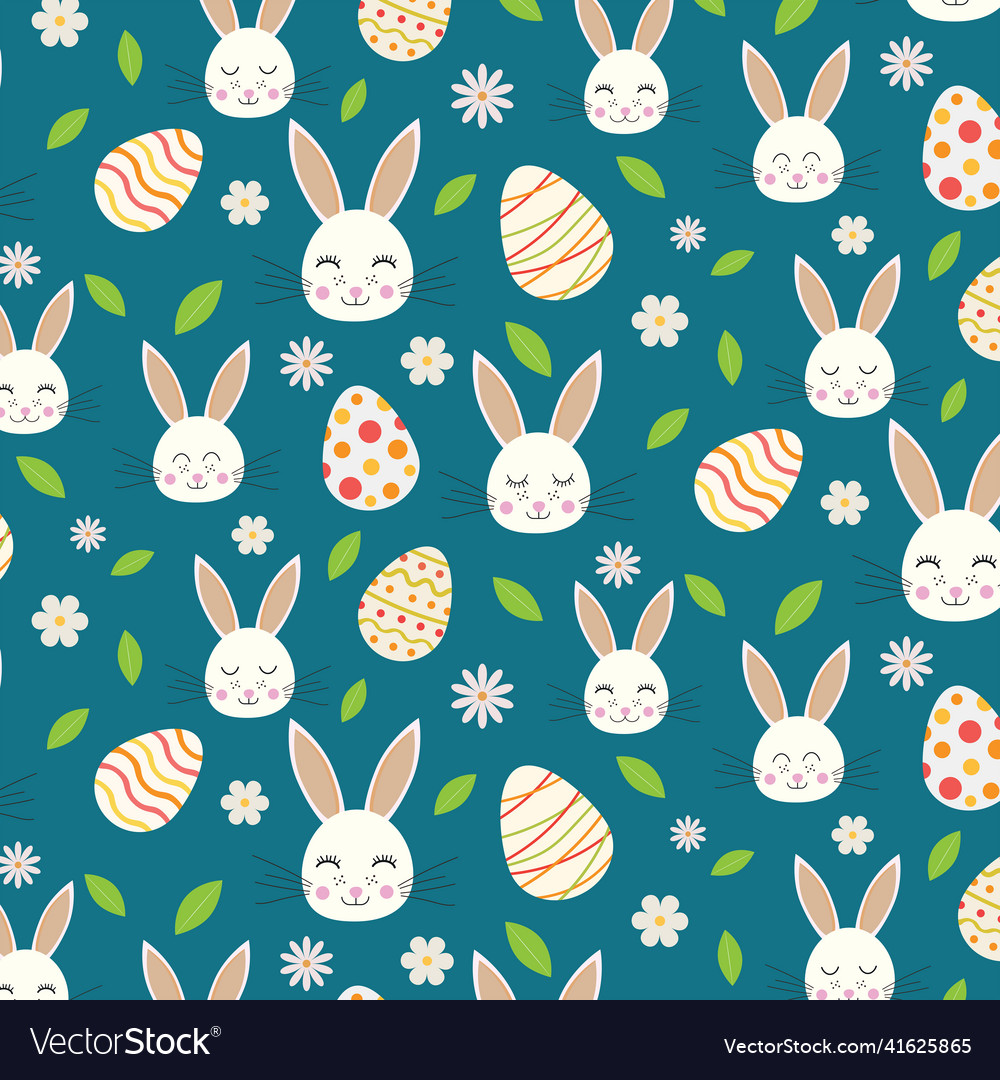 Easter bunny with eggs seamless pattern