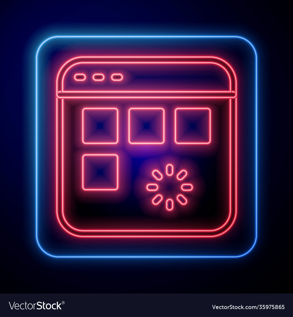 Glowing neon loading a data window with progress vector image Glowing neon loading a data window with progress