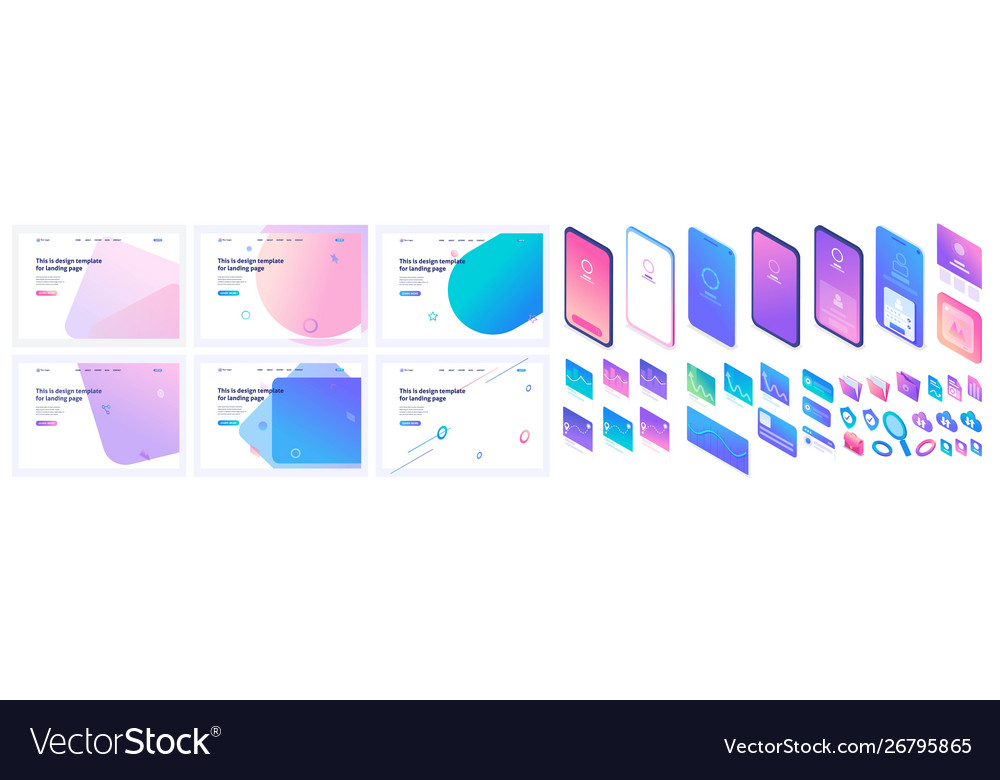 Isometric set icons and templates to create
