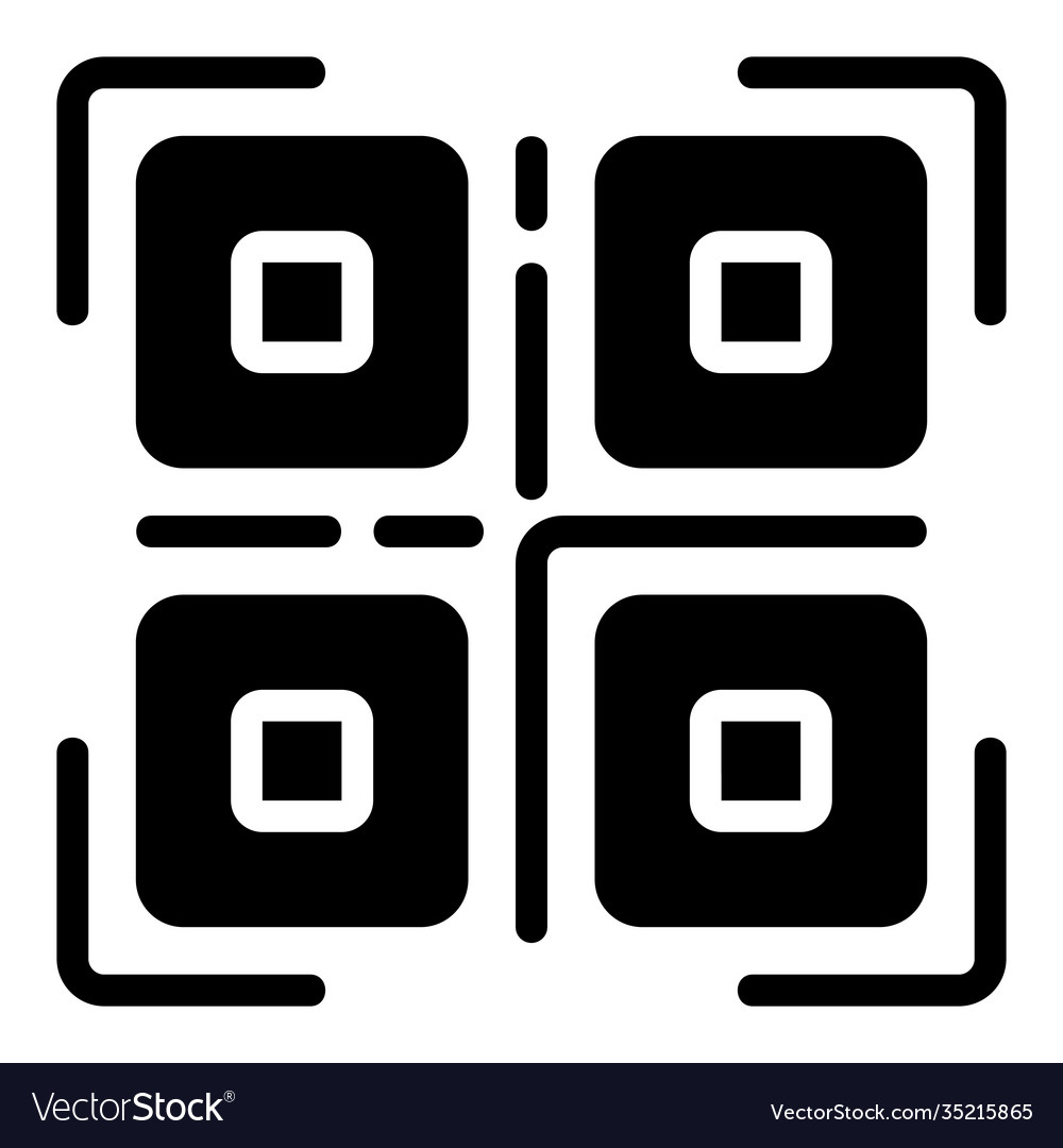 Qr code icon in solid style for any projects vector image Qr code icon in solid style for any projects