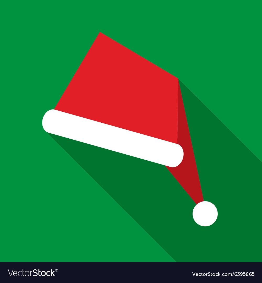 Santa claus hat in flat style with long shadows