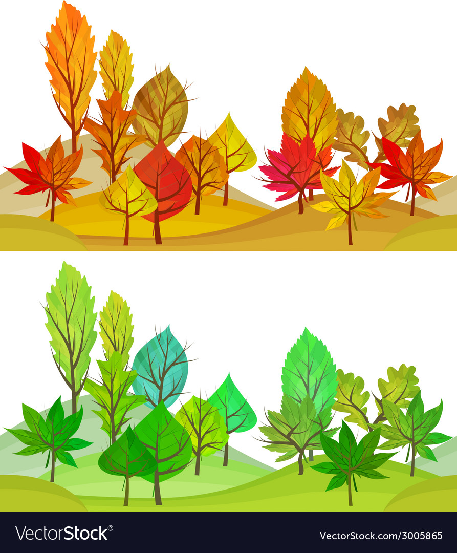 Seamless pattern with trees summer and autumn
