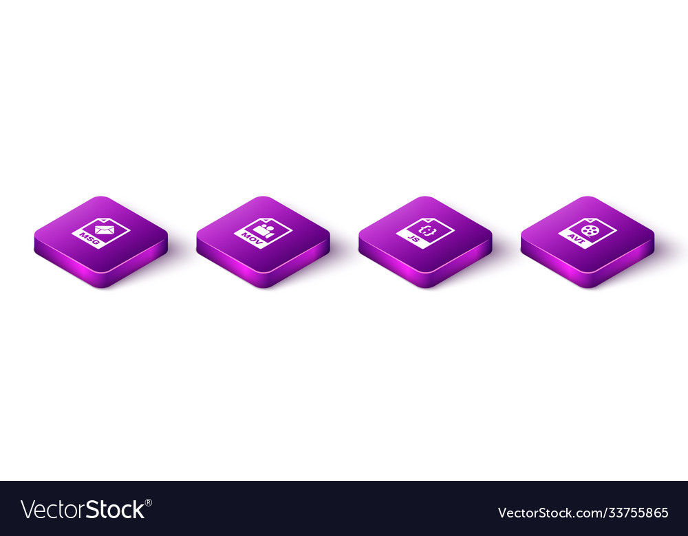 Set isometric msg file document mov js and avi vector image Set isometric msg file document mov js and avi