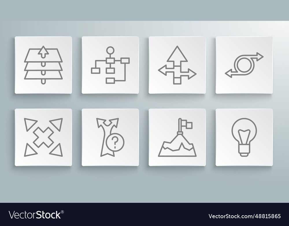 Set line many ways directional arrow hierarchy vector image Set line many ways directional arrow hierarchy
