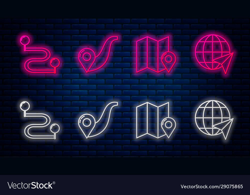 Set line route location folded map vector image Set line route location folded map