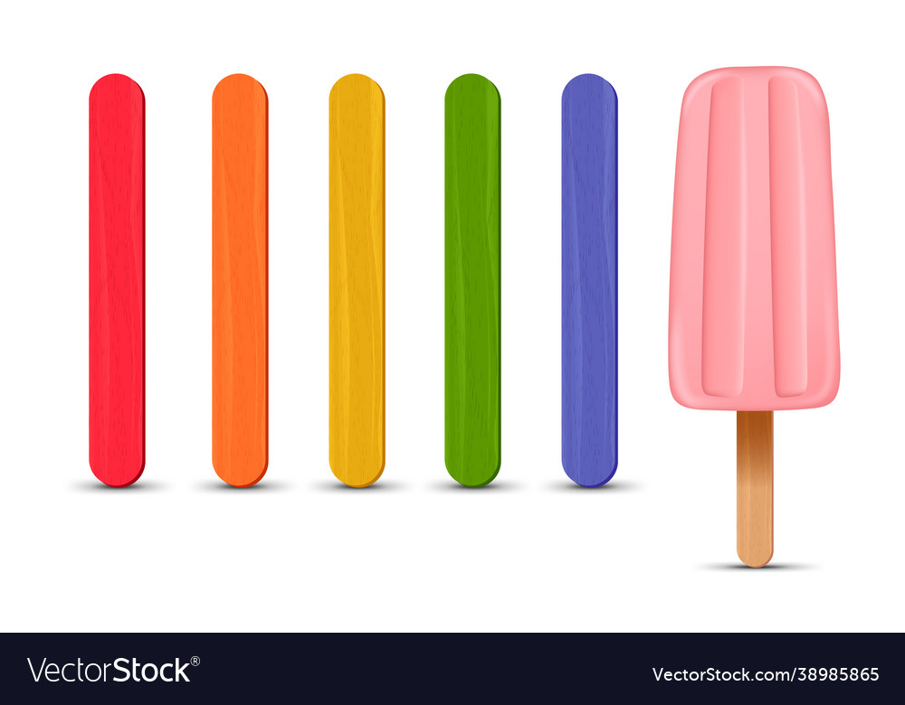 Set realistische Popsicle Sticks rosa Erdbeere