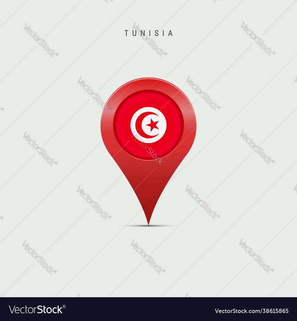 Teardrop map marker with flag tunisia vector image Teardrop map marker with flag tunisia