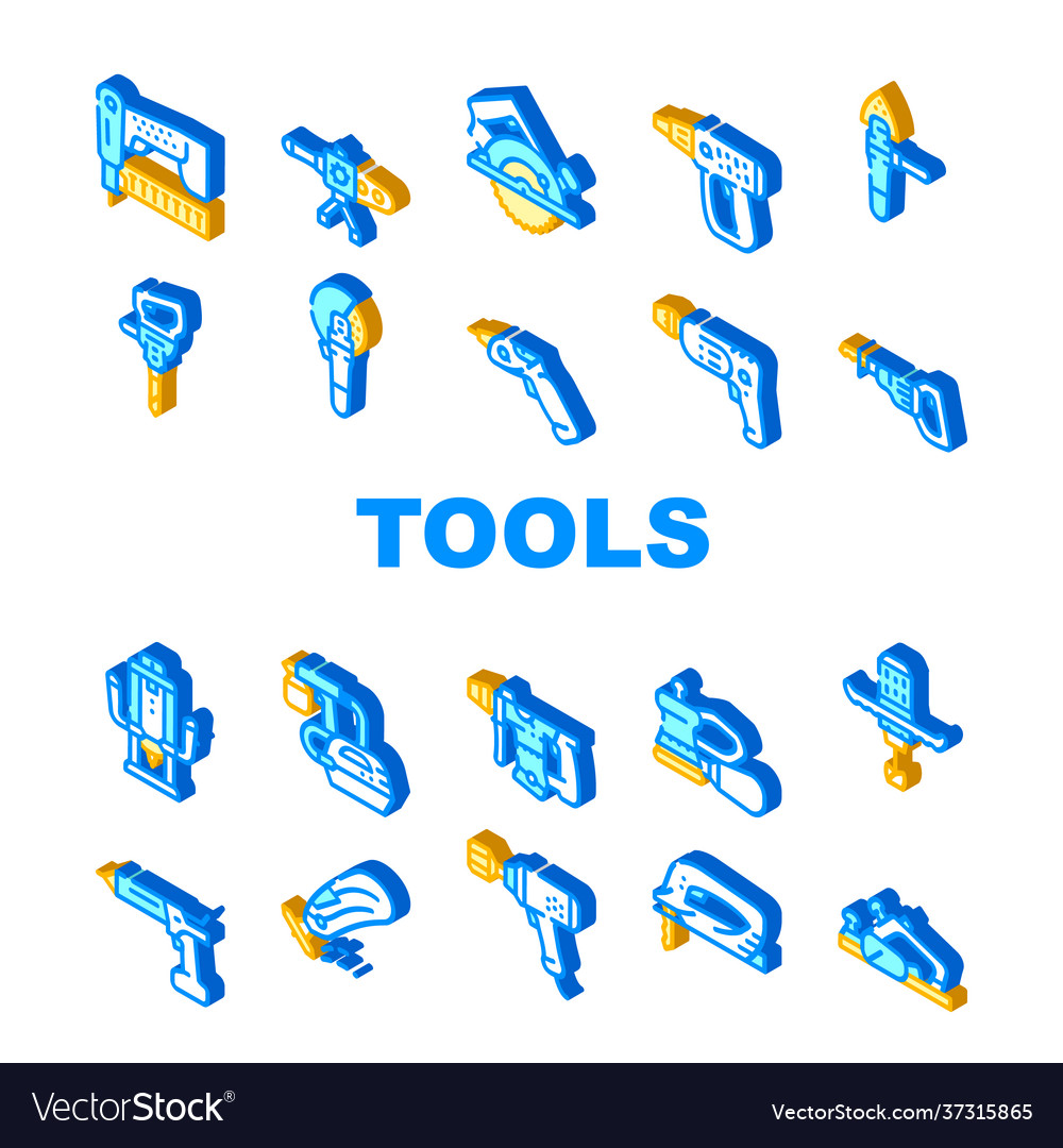 Tools for building collection icons set Vector Image Tools for building collection icons set