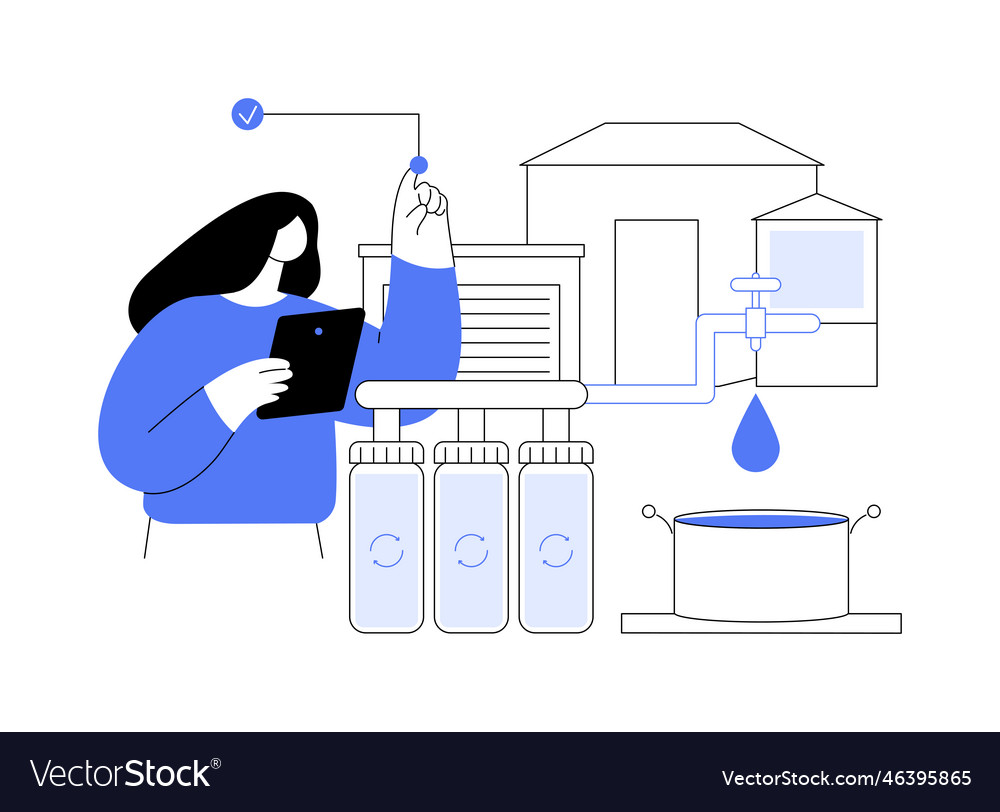 Water filtering system abstract concept vector image Water filtering system abstract concept