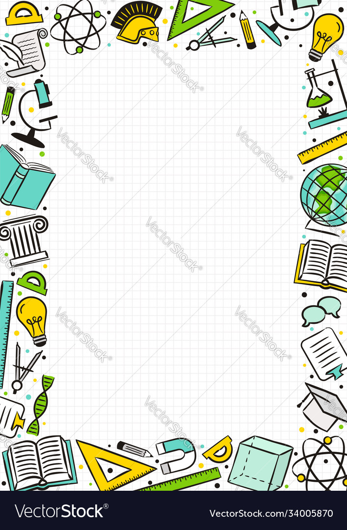 A vertical frame made hand drawn school Royalty Free Vector