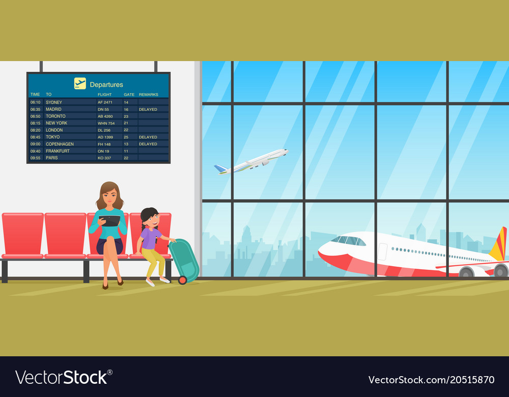 Airport waiting room or departure lounge with Vector Image