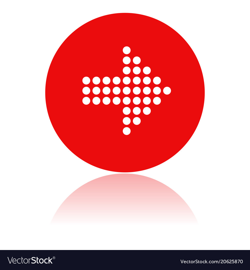 Arrow icon round red with reflection