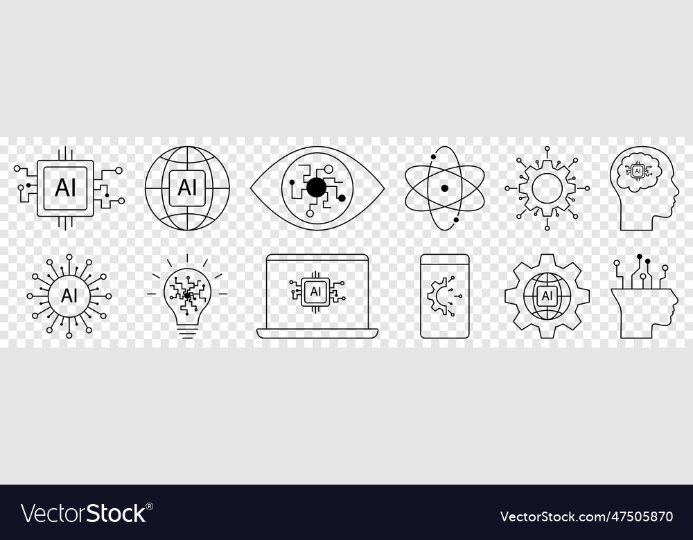 Artificial intelligence line icons Royalty Free Vector Image