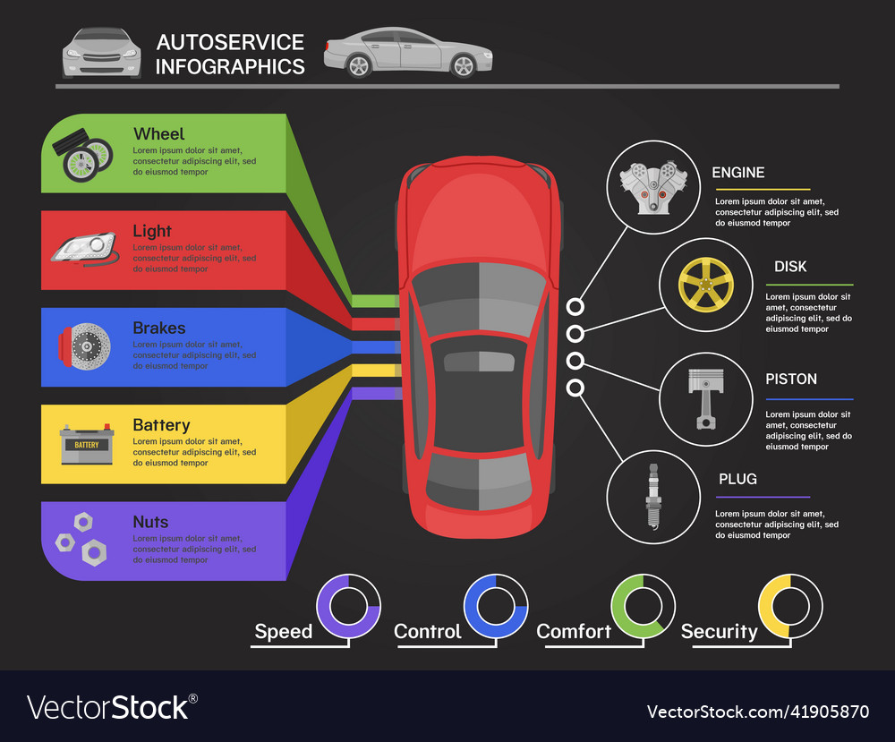 Auto service infographics Royalty Free Vector Image