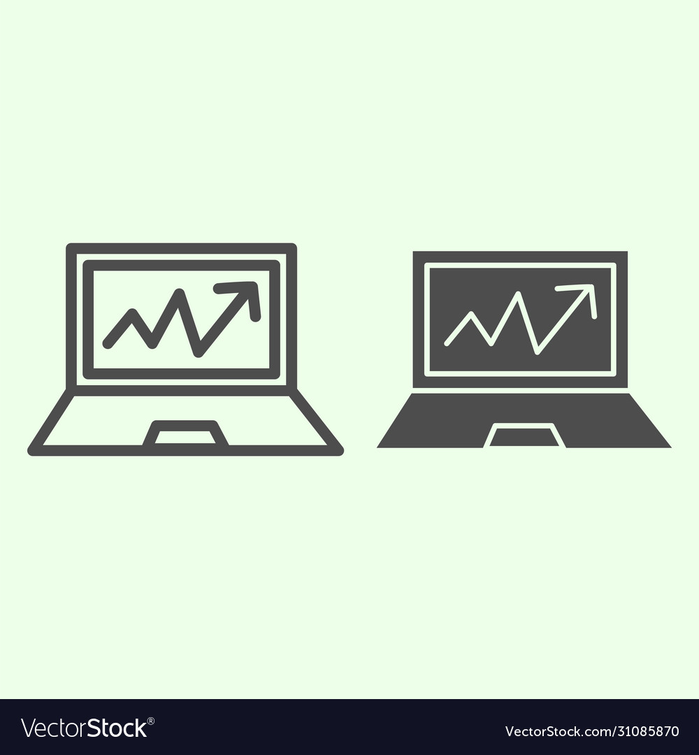 Computer graph line and solid icon analytic vector image Computer graph line and solid icon analytic
