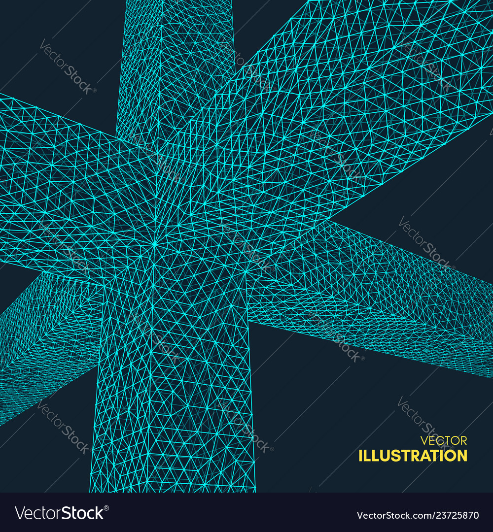 Connection structure wireframe 3d grid