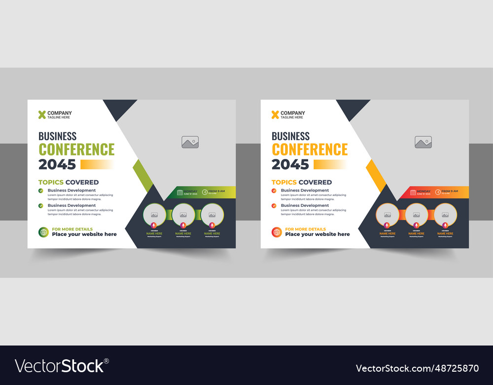 Corporate horizontal business conference flyer vector image Corporate horizontal business conference flyer