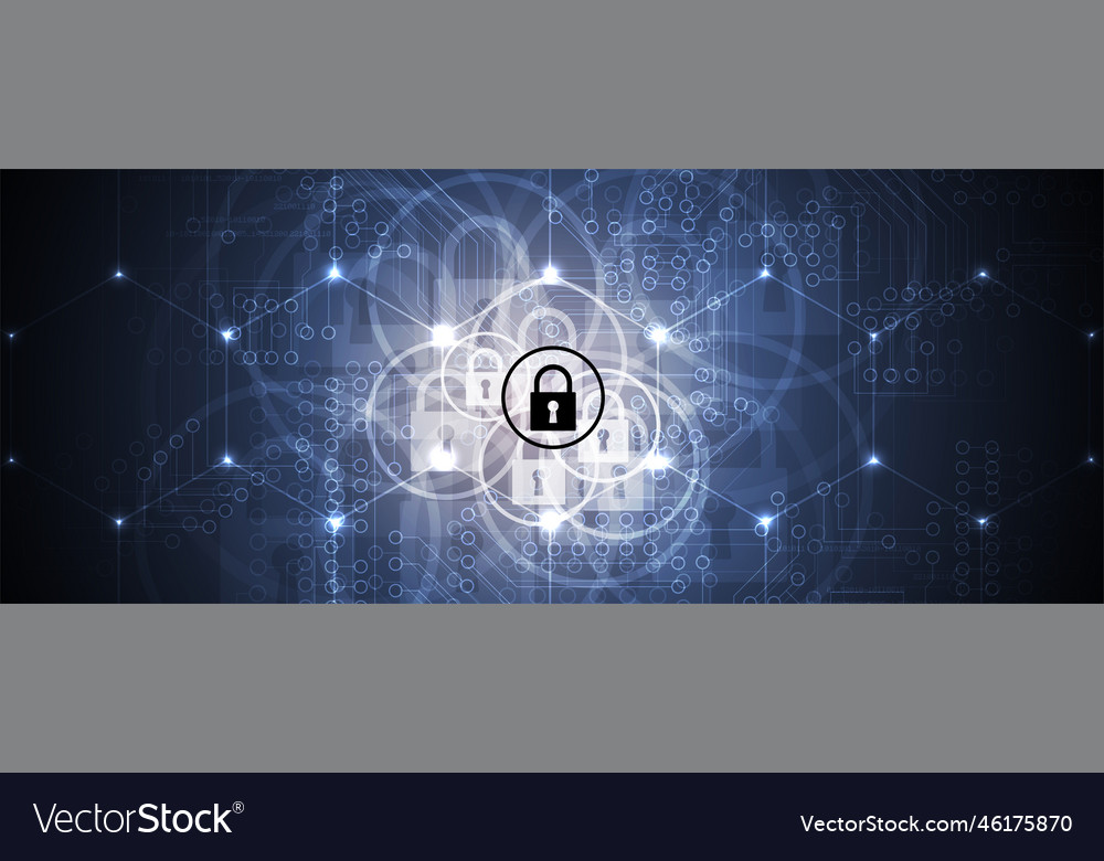 Cybersecurity and information or network vector image Cybersecurity and information or network