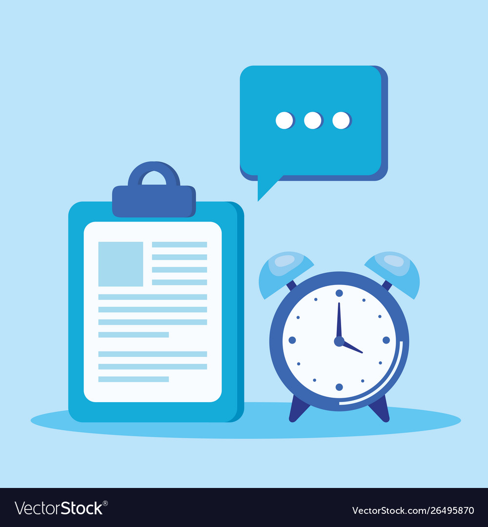 Document in clipboard with alarm clock vector image Document in clipboard with alarm clock